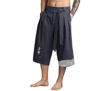 BOLUOBAO Japanische Taro Hose Herren Sommer 3/4 Haremshose, Badehose, lässig, japanischer Stil, Leinen, Kurze Hose