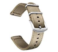BOLYTE Militär Canvas Seat Belt Nylon Uhrenarmband für Männer Frauen mit Schnellverschluss Edelstahl Silberne Schnalle, Khaki, 22mm