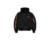 Bomberjacke ALPHA INDUSTRIES "MA-1 D-Tec Sleeve Embroidery", Herren, Gr. S, schwarz (schwarz, orange), Obermaterial: 100% Nylon, Futter: 100% Nylon, Kapuze: 75% Baumwolle, 25% Polyester, Füllung: 100%
