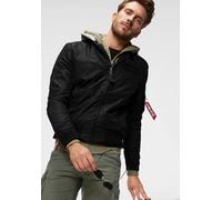 Bomberjacke ALPHA INDUSTRIES "MA-1 TT HOOD", Damen, Gr. S, schwarz, Web, Obermaterial: 100% Nylon. Futter: 100% Nylon. Kapuze: 75% Baumwolle, 25% Polyester, unifarben, schmal normal, Rundhals, Rippbün