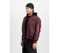 Bomberjacke ALPHA INDUSTRIES "MA-1 TT Hood", Herren, Gr. L, rot (schwarz cherry), Web, Obermaterial: 100% Nylon, modisch, slim fit, Langarm, Jacken (13534407-L) schwarz cherry