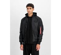 Bomberjacke ALPHA INDUSTRIES "MA-1 TT HOOD", Herren, Gr. S, schwarz (schwarz, schwarz), Web, Obermaterial: 100% Nylon, unifarben, schmal normal, Rundhals, Rippbündchen, Jacken Bomberjacke (81198807-S)