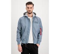 Bomberjacke ALPHA INDUSTRIES "MA-1 TT Hood Light", Herren, Gr. L, bunt (graublau), Obermaterial: 100% Nylon, Futter: 100% Nylon, Kapuze: 75% Baumwolle, 25% Polyester, Jacken Bomberjacke (65140806-L) g