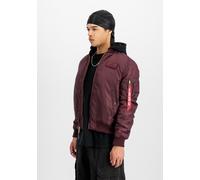 Bomberjacke ALPHA INDUSTRIES "MA-1 TT Hood", Herren, Gr. M, rot (schwarz cherry), Web, Obermaterial: 100% Nylon, modisch, slim fit, Langarm, Jacken (13534407-M) schwarz cherry