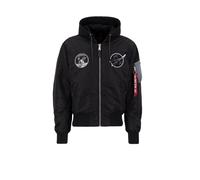Bomberjacke ALPHA INDUSTRIES "MA-1 VF Hood Dark Side", Herren, Gr. S, schwarz (schwarz, reflective), Obermaterial: 100% Nylon. Futter: 100% Nylon. Füllung: 100% Polyester, Jacken Bomberjacke (79257443