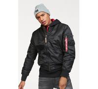 Bomberjacke ALPHA INDUSTRIES "MA-1 VF59 LONG", Herren, Gr. S, schwarz, Web, Obermaterial: 100% Nylon. Futter: 100% Nylon. Wattierung: 100% Polyester, unifarben, schmal, Rippstrickbündchen, Jacken Bomb