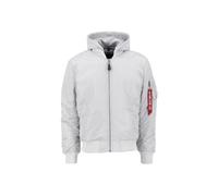 Bomberjacke ALPHA INDUSTRIES "MA-1 Zip Hood Back EMB", Herren, Gr. XL, grau (pastel grau), Obermaterial: 100% Nylon, Futter: 100% Nylon, Kapuze: 75% Baumwolle, 25% Polyester, Füllung: 100% Polyester,