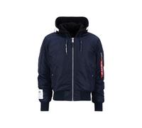 Bomberjacke ALPHA INDUSTRIES "MA-1 Zip Hood Print", Damen, Gr. M, blau (ultra navy), Obermaterial: 100% Nylon, Futter: 100% Nylon, Kapuze: 75% Baumwolle, 25% Polyester, Jacken Bomberjacke (57998222-M)