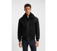 Bomberjacke BOSS ORANGE "Jonier", Herren, Gr. 56, schwarz (schwarz001), Obermaterial: 100% Schafsleder, unifarben, Rippbündchen, Jacken Bomberjacke, Lammfellkragen, abnehmbarer (81454801-56)