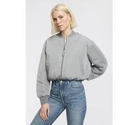 Bomberjacke BOSS ORANGE "Paddana Premium Damenmode", Damen, Gr. 42, blau (turquoise, aqua 440), Web, Obermaterial: 100% Polyester, unifarben, kurz, Rippbündchen, Jacken Bomberjacke, im Wende-Design, L