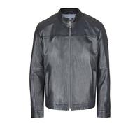 Bomberjacke BUGATTI "BUALESSIO", Herren, Gr. 60, blau (dunkelblau), Obermaterial: 100% Lammleder LEL. Futter: 100% Baumwolle CO., uni, regular fit, Rundhals, Jacken Bomberjacke, mit Stehkragen (640128