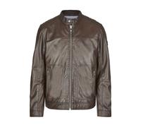 Bomberjacke BUGATTI "BUCLAUDIO", Herren, Gr. 48, braun (dunkelbraun), Obermaterial: 100% Lammleder LEL. Futter: 100% Baumwolle CO., uni, regular fit, Jacken Bomberjacke, mit Riegeln und Stehkragen (66