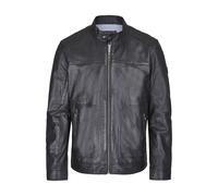 Bomberjacke BUGATTI "BUCLAUDIO", Herren, Gr. 60, schwarz, Obermaterial: 100% Lammleder LEL. Futter: 100% Baumwolle CO. 100% Baumwolle CO., uni, regular fit, Jacken Bomberjacke, mit Riegeln und Stehkra