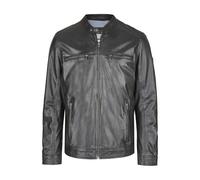 Bomberjacke BUGATTI "BUDANILO", Herren, Gr. 54, schwarz, Obermaterial: 100% Lammleder LEL. Futter: 100% Baumwolle CO., uni, regular fit, Rundhals, Jacken Bomberjacke, mit Reißverschlüssen und Druckkno