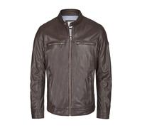 Bomberjacke BUGATTI "BUDANILO", Herren, Gr. 56, braun (dunkelbraun), Obermaterial: 100% Lammleder LEL. Futter: 100% Baumwolle CO., uni, regular fit, Rundhals, Jacken Bomberjacke, mit Reißverschlüssen 