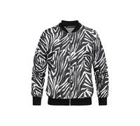 Bomberjacke CLOUD 5IVE "CLOUD 5IVE Blouson Bomber-Jacket with zebra print", Damen, Gr. L, schwarz-weiß (schwarz, beige), 95% Polyester, 5% Elasthan, normal, amerikanischer Ausschnitt, Jacken Bomberjac