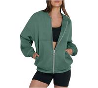Bomberjacke Damen Blouson Jacke Casual Sweatjacke Langarm College Jacke Leichte Elegant Fliegerjacke mit College-Kragen Pilotenjacke Zip Up Übergangsjacke mit Taschen Sportjacke Bikerjacke Outwear