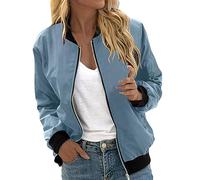 Bomberjacke Damen Blumenmuster Coat Sommer Blouson Reißverschluss Herbst Frühling Jacket Mädchen Sommerjacke Kurz College leichte Pilotenjacke Langarm Fliegerjacke Pilotenjacke Light Bomber Jacket