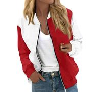 Bomberjacke Damen Kurz Übergangsjacke Winddicht Blouson Jacket Leichte Fliegerjacke Übergangsjacken Mit Reissverschluss Sweatjacke Frauen College Jacke Patchwork Jacken Langarm Mantel Locker
