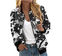 Bomberjacke Damen Kurze Blouson Jacke Casual Pilotenjacke Langarm Outwear Zip Up Solid Leichte Coat Sweatjacke Happy New Year 2025