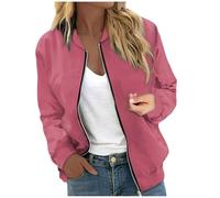 Bomberjacke Damen Kurze Blouson Jacke Casual Pilotenjacke Langarm Outwear Zip Up Solid Leichte Coat Sweatjacke