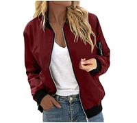 Bomberjacke Damen Kurze Blouson Jacke Casual Pilotenjacke Langarm Outwear Zip Up Solid Leichte Coat Sweatjacke Prime of Day 2025 Angebote
