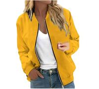 Bomberjacke Damen Kurze Blouson Jacke Casual Pilotenjacke Langarm Outwear Zip Up Solid Leichte Coat Sweatjacke