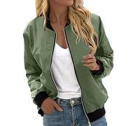 Bomberjacke Damen Kurze Blouson Jacke, College Frühlingsjacke Große Größen Übergangsjacke Elegant Mantel Frühjahr Langarm Sommerjacke Leicht Zip Einfarbig Light Dünne Jacke Damen Frühling Fliegerjacke