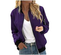 Bomberjacke Damen Leichte Sommerjacke Kurze Blouson Jacke Casual Pilotenjacke Langarm übergangsjacke Outwear Zip Up Solid Jacke Damen Frühling Sweatjacke Coat