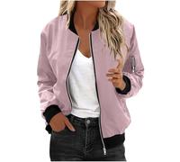Bomberjacke Damen Leichte Sommerjacke Regenjacke Damen Wasserdicht Kurze Blouson Jacke Casual Pilotenjacke Langarm übergangsjacke Outwear Zip Up Solid Jacke Frühling Sweatjacke Coat