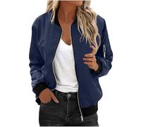 Bomberjacke Damen Leichte Sommerjacke Regenjacke Damen Wasserdicht Kurze Blouson Jacke Casual Pilotenjacke Langarm übergangsjacke Outwear Zip Up Solid Jacke Frühling Sweatjacke Coat