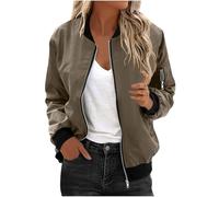 Bomberjacke Damen Leichte Sommerjacke Regenjacke Damen Wasserdicht Kurze Blouson Jacke Casual Pilotenjacke Langarm übergangsjacke Outwear Zip Up Solid Jacke Frühling Sweatjacke Coat