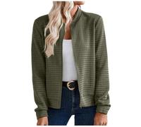 bomberjacke damen schwarz mit blumen, Bomberjacke Damen Kurze Sommerjacke Pilotenjacke Einfarbig Reißverschluss Übergangsjacke Langarm Casual College Jacke Freizeitjacke Dünne Sweatjacke, Armeegrün, S