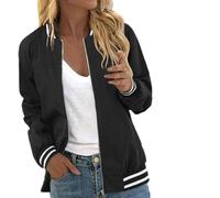 Bomberjacke Frühlingsjacke Damen Kurze Leichte Blouson College Jacke Casual Pilotenjacke Rennfahrer Baseball Langarm Outwear Zip Up Solid Coat Sweatjacke