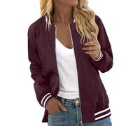 Bomberjacke Frühlingsjacke Damen Kurze Leichte Blouson College Jacke Casual Pilotenjacke Rennfahrer Baseball Langarm Outwear Zip Up Solid Coat Sweatjacke