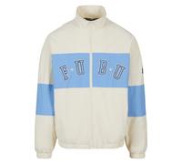 Bomberjacke FUBU "Fubu Herren FM241-009-2 Fubu College Block Track Jacket", Herren, Gr. S, creme, light blau, 100% Polyamid, loose fit, amerikanischer Ausschnitt, Jacken Bomberjacke (45142966-S) creme