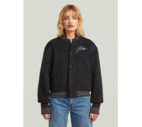 Bomberjacke G-STAR "Cropped Varsity Bomber Jacket", Damen, Gr. M, shadow, Obermaterial: 51% Wolle, 33% Polyester, 11% Acrylglas, 4% Polyamid, 1% Baumwolle, Jacken Bomberjacke (43682369-M)