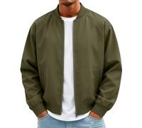 Bomberjacke Herren Leichte Dünne Lässige Jacke Casual Blouson Freizeit Freizeitjacke Male Blousonjacke Blousonjacke Fliegerjacke Leichte Sommerjacke Farbe Block Varsity Mantel Army Green 4XL