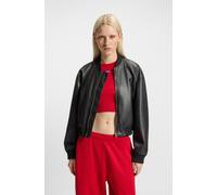 Bomberjacke HUGO BLUE "Attitude", Damen, Gr. 42, schwarz (schwarz 001), Obermaterial: 55% Polyester, 45% Polyurethan, unifarben, Rippbündchen, Jacken Bomberjacke, in Kunstleder-Optik (74878559-42) sch