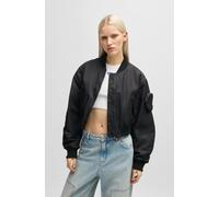Bomberjacke HUGO BLUE "Foraia", Damen, Gr. XXL, schwarz (schwarz 001), Web, Obermaterial: 100% Polyamid, unifarben, regular fit kurz, weit Bündchen, Jacken Bomberjacke, mit aufgesetzter Ärmeltasche, I