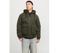 Bomberjacke JACK & JONES "JJCONSTRUCT BOMBER mit glänzender Oberfläche", Herren, Gr. L, grün (rosin), Web, Obermaterial: 100% Polyester, unifarben, slim fit, Rippbündchen, Jacken Bomberjacke (75011847