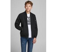 Bomberjacke JACK & JONES JUNIOR "JJERUSH schützt vor Wind, pflegeleicht, leicht", Jungen, Gr. 128/134, schwarz, Web, Obermaterial: 100% Polyester. Futter: 100% Polyester, unifarben, normal, Bündchen,