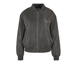 Bomberjacke KARL KANI "Karl Kani Karl Kani Chest Signature Bomber Jacket", Damen, Gr. XXS, grau, 100% Polyester, mehrfarbig, normal, amerikanischer Ausschnitt, Jacken Bomberjacke (73609121-XXS) grau