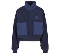 Bomberjacke KARL KANI "Karl Kani OG Crop Teddy Bomber Jacket", Damen, Gr. XL, dunkelblau, 100% Polyester, mehrfarbig, oversize, hoch geschlossener Ausschnitt, Jacken Bomberjacke (75310548-XL) dunkelbl