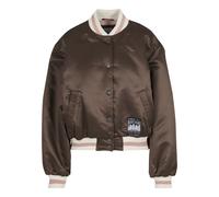 Bomberjacke KARL KANI "Karl Kani Signature Bowling Jacket", Damen, Gr. XS, braun (braun, rose), 100% Polyester, unifarben, normal, amerikanischer Ausschnitt, Jacken Bomberjacke (95581430-XS) braun, ro
