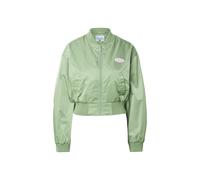 Bomberjacke KARL KANI "Karl Kani Woven Signature Short OS Satin Bomberjacke", Damen, Gr. L, grün, 100% Polyester, mehrfarbig, oversize, amerikanischer Ausschnitt, Jacken Bomberjacke (36868645-L) grün