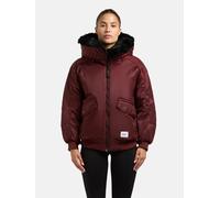 Bomberjacke KHUJO "Cela", Damen, Gr. L (40), rot (burgund), Obermaterial: 100% Nylon. Innenfutter: 100% Polyester. Kunstfell: 100% Polyester. Wattierung: 100% Polyester, oversize hüftbedeckend, hoch g
