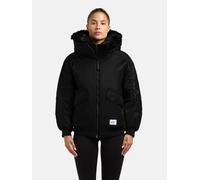 Bomberjacke KHUJO "Cela", Damen, Gr. M (38), schwarz, Obermaterial: 100% Nylon; Innenfutter: 100% Polyester; Kunstfell: 100% Polyester; Wattierung: 100% Polyester, oversize hüftbedeckend, hoch geschlo