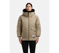 Bomberjacke KHUJO "Cela", Damen, Gr. S (36), beige, Obermaterial: 100% Nylon; Innenfutter: 100% Polyester; Kunstfell: 100% Polyester; Wattierung: 100% Polyester, oversize hüftbedeckend, hoch geschloss