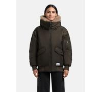 Bomberjacke KHUJO "Cela", Damen, Gr. XL (42), braun (dunkelgrün), Obermaterial: 100% Nylon. Innenfutter: 100% Polyester. Kunstfell: 100% Polyester. Wattierung: 100% Polyester, oversize hüftbedeckend, 